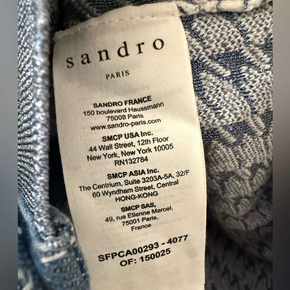 Sandro Tweed and Denim Cropped Cardigan size 1 - Picture 8 of 11
